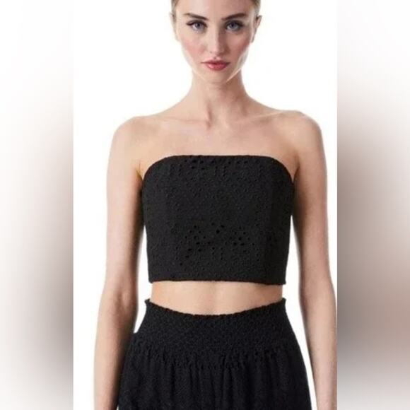 Alice + Olivia | Black Ceresi Eyelet Bandeau - Picture 1 of 7